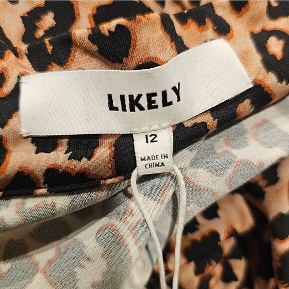 NWT LIKELY Leopard Long Sleeve Bodycon Dress - Size 12 - Picture 7 of 9